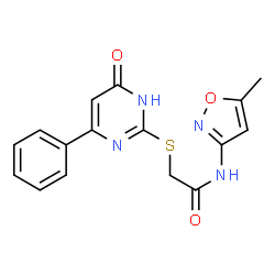 ChemSpider 2D Image | N-(5-methyl-1,2-oxazol-3-yl)-2-[(4-oxo-6-phenyl-1H-pyrimidin-2-yl)sulfanyl]acetamide | C16H14N4O3S