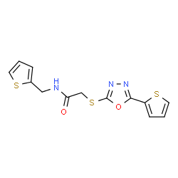 ChemSpider 2D Image | N-(2-Thienylmethyl)-2-{[5-(2-thienyl)-1,3,4-oxadiazol-2-yl]sulfanyl}acetamide | C13H11N3O2S3