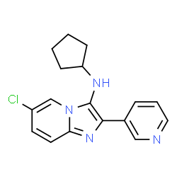ChemSpider 2D Image | 6-Chloro-N-cyclopentyl-2-(3-pyridinyl)imidazo[1,2-a]pyridin-3-amine | C17H17ClN4