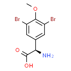 ChemSpider 2D Image | (2R)-Amino(3,5-dibromo-4-methoxyphenyl)acetic acid | C9H9Br2NO3
