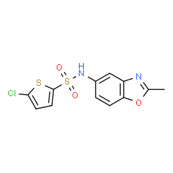ChemSpider 2D Image | 5-Chloro-N-(2-methyl-1,3-benzoxazol-5-yl)-2-thiophenesulfonamide | C12H9ClN2O3S2