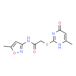 ChemSpider 2D Image | acetamide, 2-[(4-hydroxy-6-methyl-2-pyrimidinyl)thio]-N-(5-methyl-3-isoxazolyl)- | C11H12N4O3S