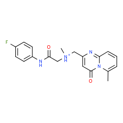 ChemSpider 2D Image | 2-[(4-Fluorophenyl)amino]-N-methyl-N-[(6-methyl-4-oxo-4H-pyrido[1,2-a]pyrimidin-2-yl)methyl]-2-oxoethanaminium | C19H20FN4O2