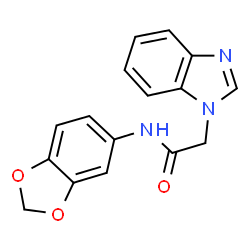 ChemSpider 2D Image | 2-(1H-Benzimidazol-1-yl)-N-(1,3-benzodioxol-5-yl)acetamide | C16H13N3O3