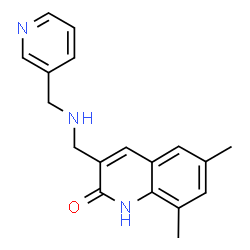 ChemSpider 2D Image | 6,8-Dimethyl-3-{[(3-pyridinylmethyl)amino]methyl}-2(1H)-quinolinone | C18H19N3O