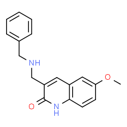 ChemSpider 2D Image | 3-((Benzylamino)methyl)-6-methoxyquinolin-2-ol | C18H18N2O2