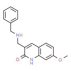 ChemSpider 2D Image | 3-((benzylamino)methyl)-7-methoxyquinolin-2(1H)-one | C18H18N2O2