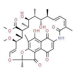 ChemSpider 2D Image | Methyl (7S,9E,11S,12R,13S,14R,15R,16R,17S,18S,19E,21Z)-2,15,17-trihydroxy-11-methoxy-3,7,12,14,16,18,22-heptamethyl-6,23,27,29-tetraoxo-8,30-dioxa-24-azatetracyclo[23.3.1.1~4,7~.0~5,28~]triaconta-1(28
),2,4,9,19,21,25-heptaene-13-carboxylate | C37H45NO12