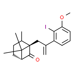 ChemSpider 2D Image | (1S,5R)-1-[2-(2-Iodo-3-methoxyphenyl)-2-propen-1-yl]-2,7,7-trimethylbicyclo[3.1.1]heptan-6-one | C20H25IO2