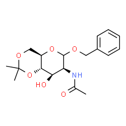 ChemSpider 2D Image | Benzyl 2-acetamido-2-deoxy-4,6-O-isopropylidene-D-mannopyranoside | C18H25NO6