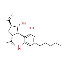 ChemSpider 2D Image | 1-[(1R,2R,3S,4R)-3-(2,6-Dihydroxy-4-pentylphenyl)-2-hydroxy-4-isopropenylcyclopentyl]ethanone | C21H30O4