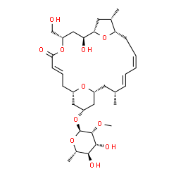 ChemSpider 2D Image | (1R,3R,4E,6Z,9S,10S,12S,13S,15S,18E,21S,23R)-13-Hydroxy-15-(hydroxymethyl)-3,10-dimethyl-17-oxo-16,25,26-trioxatricyclo[19.3.1.1~9,12~]hexacosa-4,6,18-trien-23-yl 6-deoxy-2-O-methyl-alpha-L-mannopyran
oside | C33H52O11