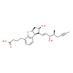 ChemSpider 2D Image | 4-{(1R,2R,3aS,8bS)-2-Hydroxy-1-[(1E,3S,4S)-3-hydroxy-4-methyl-1-octen-6-yn-1-yl]-2,3,3a,8b-tetrahydro-1H-benzo[b]cyclopenta[d]furan-5-yl}butanoic acid | C24H30O5