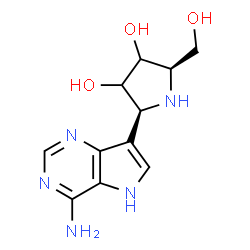ChemSpider 2D Image | (2S,5R)-2-(4-Amino-5H-pyrrolo[3,2-d]pyrimidin-7-yl)-5-(hydroxymethyl)-3,4-pyrrolidinediol | C11H15N5O3
