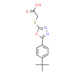 ChemSpider 2D Image | {[5-(4-tert-butylphenyl)-1,3,4-oxadiazol-2-yl]sulfanyl}acetic acid | C14H16N2O3S