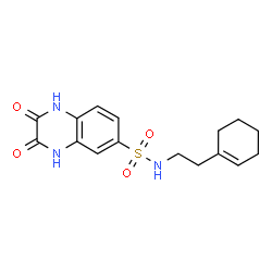 ChemSpider 2D Image | 6-quinoxalinesulfonamide, N-[2-(1-cyclohexen-1-yl)ethyl]-2,3-dihydroxy- | C16H19N3O4S