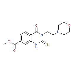 ChemSpider 2D Image | Methyl 3-[2-(4-morpholinyl)ethyl]-4-oxo-2-thioxo-1,2,3,4-tetrahydro-7-quinazolinecarboxylate | C16H19N3O4S