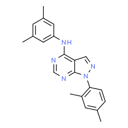 ChemSpider 2D Image | 1-(2,4-Dimethylphenyl)-N-(3,5-dimethylphenyl)-1H-pyrazolo[3,4-d]pyrimidin-4-amine | C21H21N5