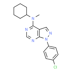 ChemSpider 2D Image | 1-(4-chlorophenyl)-N-cyclohexyl-N-methylpyrazolo[3,4-d]pyrimidin-4-amine | C18H20ClN5