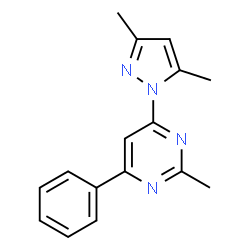 ChemSpider 2D Image | 4-(3,5-Dimethyl-1H-pyrazol-1-yl)-2-methyl-6-phenylpyrimidine | C16H16N4