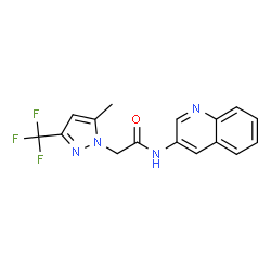 ChemSpider 2D Image | 2-[5-Methyl-3-(trifluoromethyl)-1H-pyrazol-1-yl]-N-(3-quinolinyl)acetamide | C16H13F3N4O