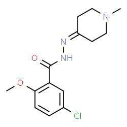 ChemSpider 2D Image | 5-Chloro-2-methoxy-N'-(1-methyl-4-piperidinylidene)benzohydrazide | C14H18ClN3O2