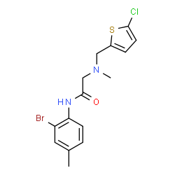 ChemSpider 2D Image | N-(2-Bromo-4-methylphenyl)-N~2~-[(5-chloro-2-thienyl)methyl]-N~2~-methylglycinamide | C15H16BrClN2OS