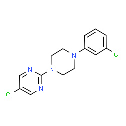 ChemSpider 2D Image | 5-Chloro-2-[4-(3-chlorophenyl)-1-piperazinyl]pyrimidine | C14H14Cl2N4