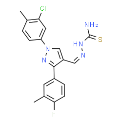 ChemSpider 2D Image | (2Z)-2-{[1-(3-Chloro-4-methylphenyl)-3-(4-fluoro-3-methylphenyl)-1H-pyrazol-4-yl]methylene}hydrazinecarbothioamide | C19H17ClFN5S