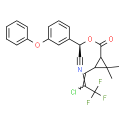 ChemSpider 2D Image | (R)-Cyano(3-phenoxyphenyl)methyl 3-[(1E)-2-chloro-3,3,3-trifluoro-1-propen-1-yl]-2,2-dimethylcyclopropanecarboxylate | C23H19ClF3NO3
