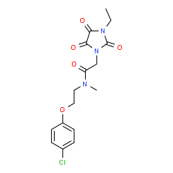 ChemSpider 2D Image | N-[2-(4-Chlorophenoxy)ethyl]-2-(3-ethyl-2,4,5-trioxo-1-imidazolidinyl)-N-methylacetamide | C16H18ClN3O5