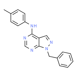 ChemSpider 2D Image | 1-Benzyl-N-(4-methylphenyl)-1H-pyrazolo[3,4-d]pyrimidin-4-amine | C19H17N5