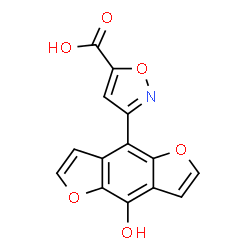 ChemSpider 2D Image | 3-(8-Hydroxyfuro[2,3-f][1]benzofuran-4-yl)-1,2-oxazole-5-carboxylic acid | C14H7NO6