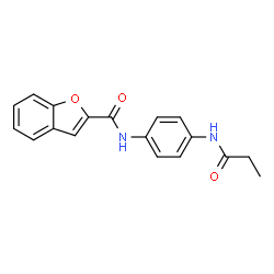 ChemSpider 2D Image | N-[4-(Propionylamino)phenyl]-1-benzofuran-2-carboxamide | C18H16N2O3