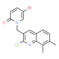 ChemSpider 2D Image | 5-Bromo-1-[(2-chloro-7,8-dimethyl-3-quinolinyl)methyl]-2(1H)-pyridinone | C17H14BrClN2O
