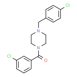 ChemSpider 2D Image | 1-(3-CHLOROBENZOYL)-4-[(4-CHLOROPHENYL)METHYL]PIPERAZINE | C18H18Cl2N2O