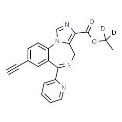 ChemSpider 2D Image | (1,1-~2~H_2_)Ethyl 8-ethynyl-6-(2-pyridinyl)-4H-imidazo[1,5-a][1,4]benzodiazepine-3-carboxylate | C21H14D2N4O2