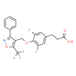 ChemSpider 2D Image | 3-(3,5-Difluoro-4-{[3-phenyl-5-(trifluoromethyl)-1,2-oxazol-4-yl]methoxy}phenyl)propanoic acid | C20H14F5NO4