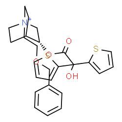 ChemSpider 2D Image | (3R)-1-[2-(Benzyloxy)ethyl]-3-[2-hydroxy(di-2-thienyl)acetoxy]-1-azoniabicyclo[2.2.2]octane | C26H30NO4S2