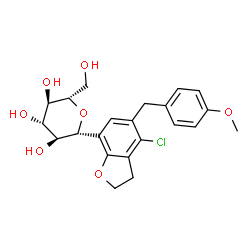 ChemSpider 2D Image | (1R)-1,5-Anhydro-1-[4-chloro-5-(4-methoxybenzyl)-2,3-dihydro-1-benzofuran-7-yl]-L-glucitol | C22H25ClO7