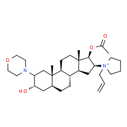 ChemSpider 2D Image | (3alpha,5alpha,16beta,17beta)-17-Acetoxy-16-(1-allyl-1-pyrrolidiniumyl)-3-hydroxy-2-(4-morpholinyl)androstane | C32H53N2O4