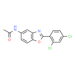 ChemSpider 2D Image | N-[2-(2,4-Dichlorophenyl)-1,3-benzoxazol-5-yl]acetamide | C15H10Cl2N2O2