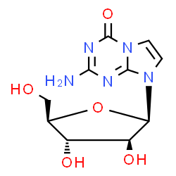 ChemSpider 2D Image | 2-Amino-8-(beta-D-arabinofuranosyl)imidazo[1,2-a][1,3,5]triazin-4(8H)-one | C10H13N5O5