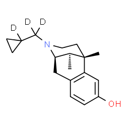ChemSpider 2D Image | (1S,9R,13R)-10-[(1-~2~H)Cyclopropyl(~2~H_2_)methyl]-1,13-dimethyl-10-azatricyclo[7.3.1.0~2,7~]trideca-2,4,6-trien-4-ol | C18H22D3NO