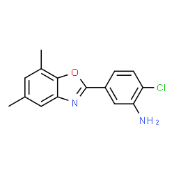 ChemSpider 2D Image | 2-Chloro-5-(5,7-dimethyl-1,3-benzoxazol-2-yl)aniline | C15H13ClN2O