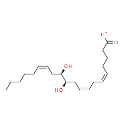 ChemSpider 2D Image | (5Z,8Z,11R,12R,14Z)-11,12-Dihydroxy-5,8,14-icosatrienoatato | C20H33O4