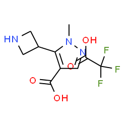 ChemSpider 2D Image | 5-(3-Azetidinyl)-1-methyl-1H-pyrazole-4-carboxylic acid trifluoroacetate (1:1) | C10H12F3N3O4