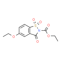 ChemSpider 2D Image | Ethyl 5-ethoxy-3-oxo-1,2-benzothiazole-2(3H)-carboxylate 1,1-dioxide | C12H13NO6S