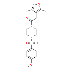 ChemSpider 2D Image | 2-(3,5-Dimethyl-1,2-oxazol-4-yl)-1-{4-[(4-methoxyphenyl)sulfonyl]-1-piperazinyl}ethanone | C18H23N3O5S