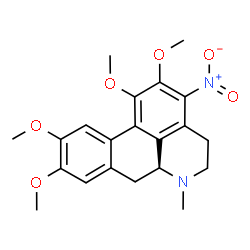 ChemSpider 2D Image | (6aS)-1,2,9,10-Tetramethoxy-6-methyl-3-nitro-5,6,6a,7-tetrahydro-4H-dibenzo[de,g]quinoline | C21H24N2O6